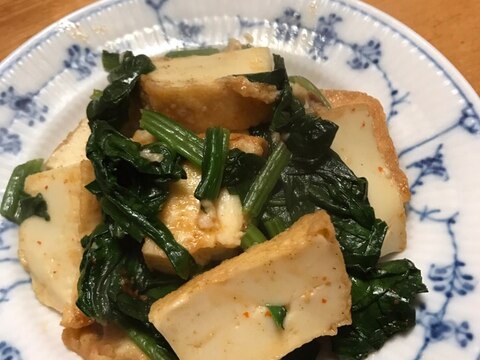 厚揚げとほうれん草の豆板醤炒め